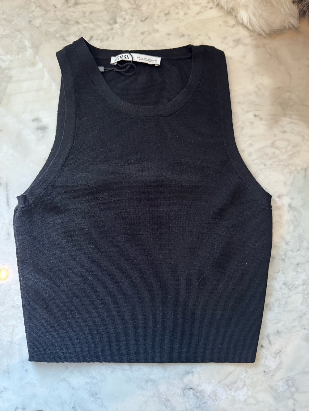 Zara basic Black Ribbed Knit Tank Top